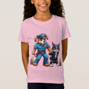 ein Polizeihund und eine gemeine Katze - Spaß T-Shirt