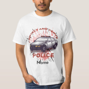 Ein Polizeiwagen schützt T - Shirt