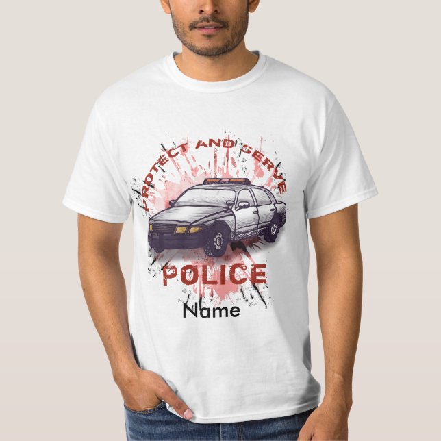 Ein Polizeiwagen schützt T - Shirt (Vorderseite)