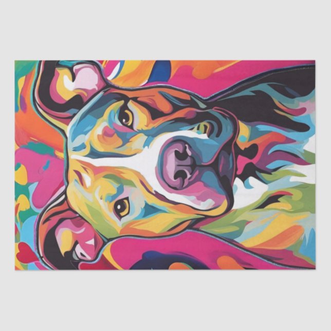 Ein Pop Art Pitbull Bright und Bold Decoupage Seidenpapier (Vorderseite)