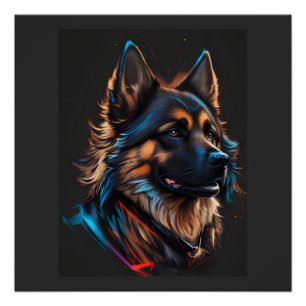 Ein Porträt eines deutschen Schäferhundes Poster