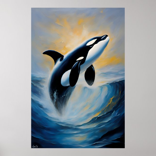 Ein Poster eines Orcas im Ölgemälde-Stil (Vorne)