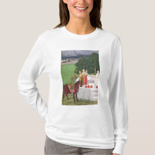 Ein Prinz, der Wasser von den Frauen an einem T-Shirt