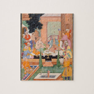 Ein Prinz und Begleiter nehmen Erfrischungen und Puzzle
