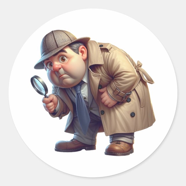 Ein privater Ermittler sucht nach Hinweisen Runder Aufkleber (Vorderseite)