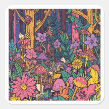 Ein psychedelischer Wald-Aufkleber