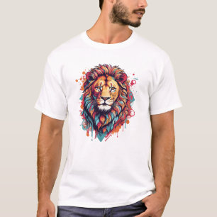 Ein psychedelisches Grafikdesign mit einem Löwen T-Shirt