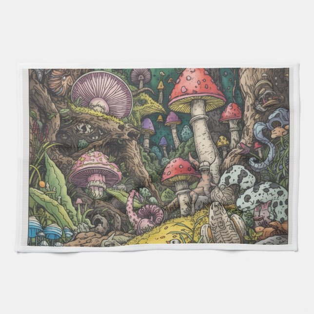 Ein psychedelisches Wald-Dekorationstuch für Tee Geschirrtuch (Horizontal)