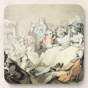 Ein Publikum, das ein Spiel, c.1785 aufpasst Untersetzer