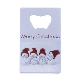 Ein Quartett der Schneemänner Geldbeutel Flaschenöffner