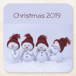 Ein Quartett der Schneemänner Rechteckiger Pappuntersetzer