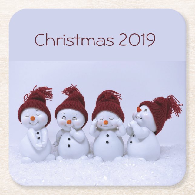 Ein Quartett der Schneemänner Rechteckiger Pappuntersetzer (Vorderseite)