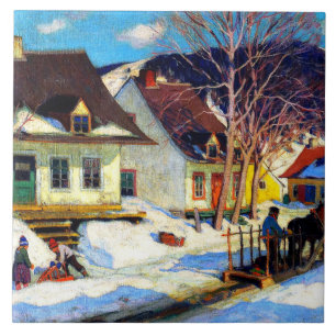 Ein Quebec Village Street by Clarence Gagnon Fliese