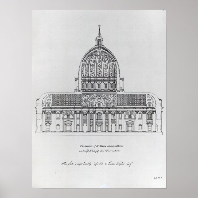 Ein Querschnitt durch den Petersdom, Rom Poster (Vorne)