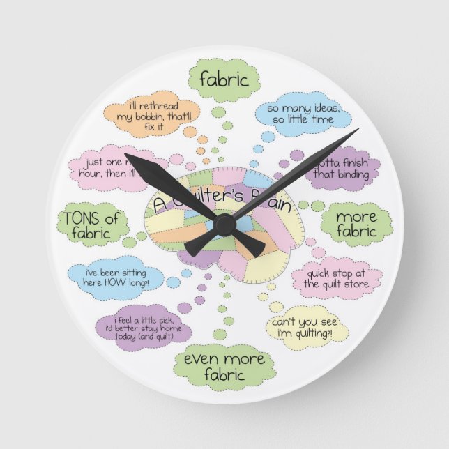 Ein Quilter's Brain Clock - Quilting Gift Runde Wanduhr (Vorderseite)