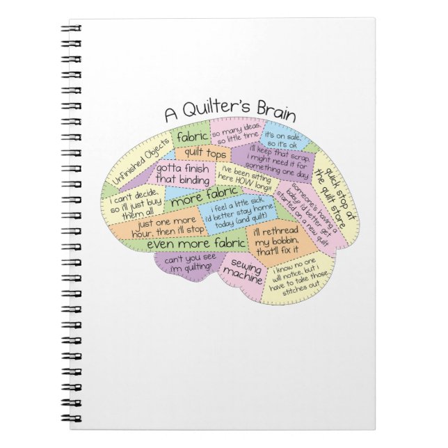 Ein Quilter's Brain Notebook - Funny Quilting Gift Notizblock (Vorderseite)