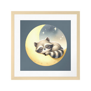 Ein Raccoon Schlaf auf dem Mond! Süße Tier Kids Poster