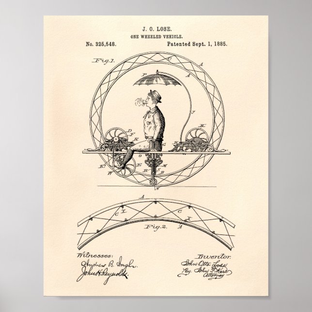 Ein Radfahrzeug 1885 Patent Art Old Peper Poster (Vorne)