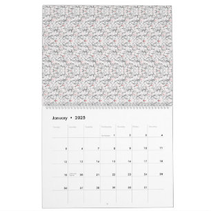 Ein raffiniertes Blumenmotiv in Weiß und Grau, prä Kalender