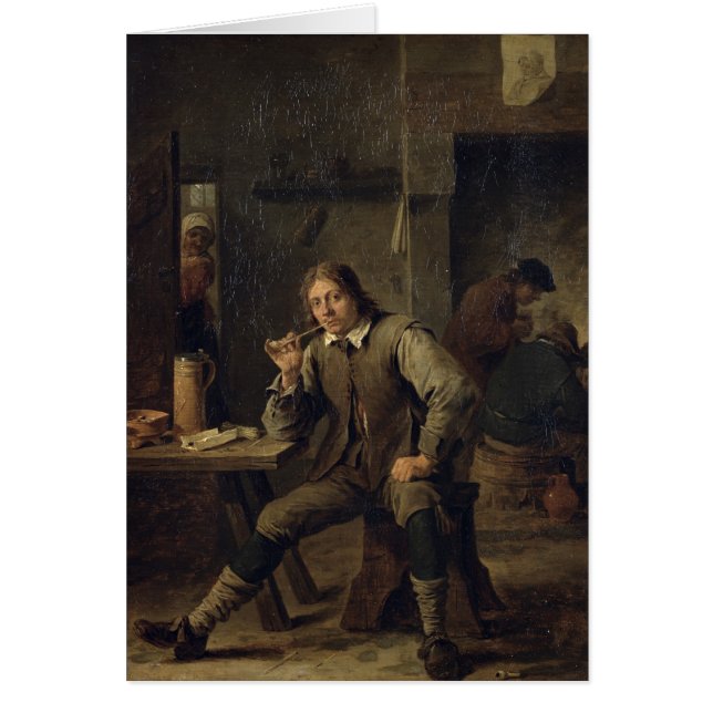 Ein Raucher, der auf einer Tabelle, 1643 sich (Vorne)