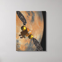 Ein Raumfahrzeug, das Mars umkreist.