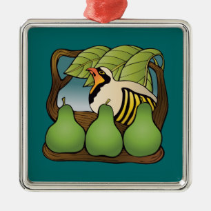 Ein Rebhuhn in einem Birnenbaum Silbernes Ornament