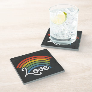 Ein Regenbogen der Liebe Glasuntersetzer