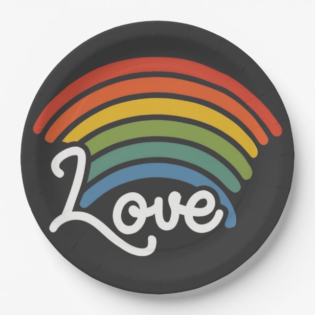 Ein Regenbogen der Liebe Pappteller (Vorderseite)