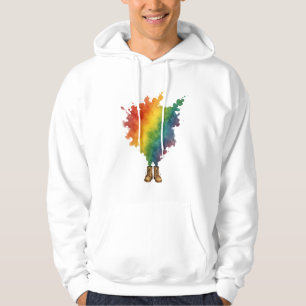 Ein Regenbogen in beigen Stiefeln Hoodie
