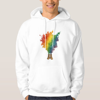 Ein Regenbogen in beigen Stiefeln Hoodie