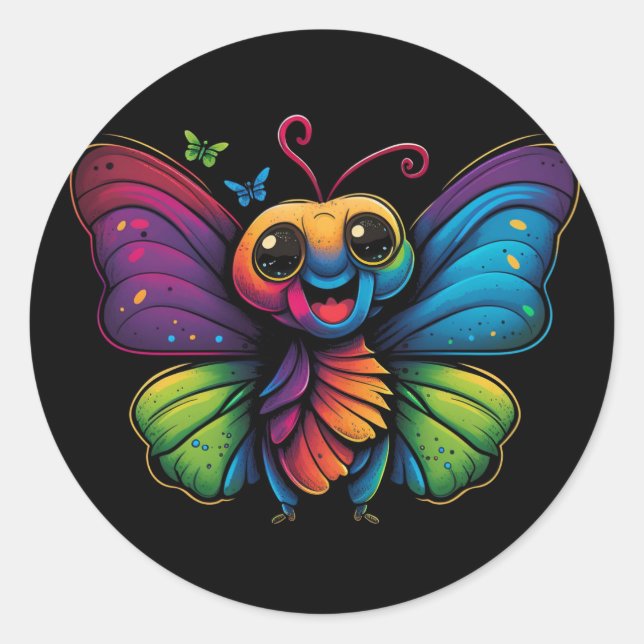 Ein Regenbogenschmetterling Runder Aufkleber (Vorderseite)