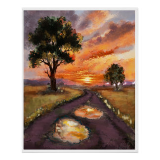 Ein regnerischer Abend, Sonnenuntergang. Poster