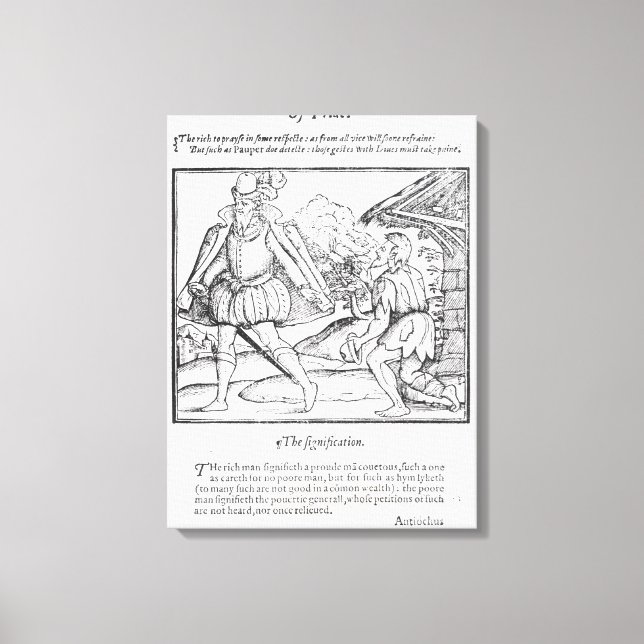 Ein reicher Mann verschüttet einen wütenden Beggar Leinwanddruck (Vorderseite)