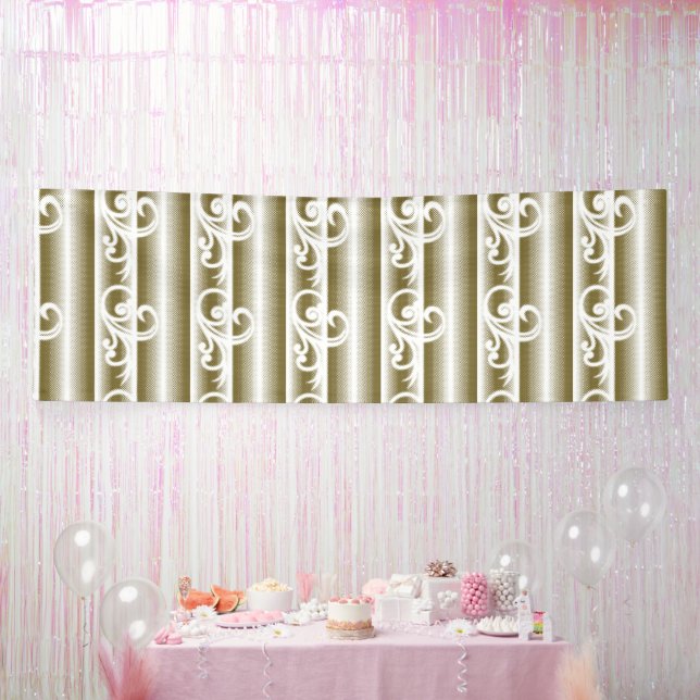 Ein reichlich farbiger Teppich weist ein symmetris Banner (Party)