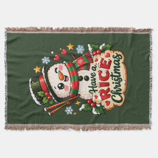 Ein Reis-Weihnachten Kawaii Sushi-Schneemann Decke