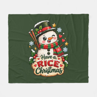 Ein Reis-Weihnachten Kawaii Sushi Schneemann Fleecedecke