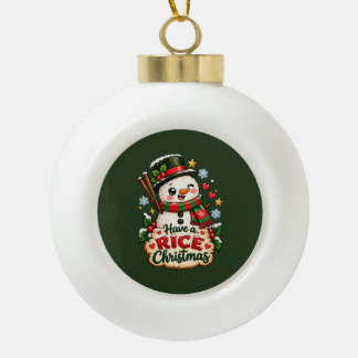 Ein Reis-Weihnachten Kawaii Sushi-Schneemann Keramik Kugel-Ornament