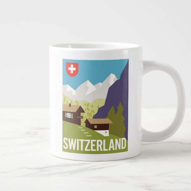Ein Reiseplakat für die Schweiz Jumbo-Tasse (Rechts)