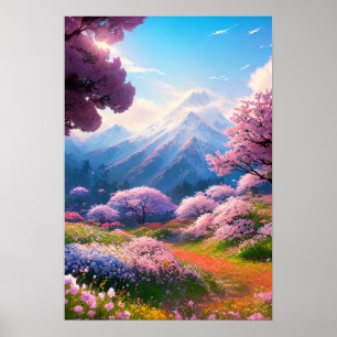 Ein reizendes Tal der Blüten Poster