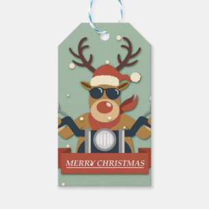 Ein Rentier Sonnenbrille fährt Motorrad Geschenkanhänger