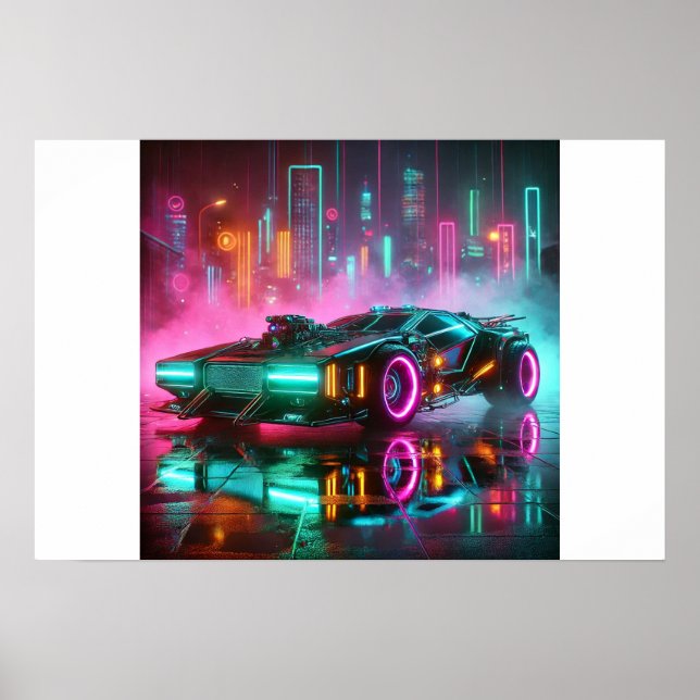 Ein Retro-Future-Synthwave-Hyper-Car-Poster Poster (Vorne)