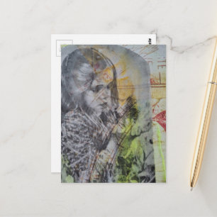 Ein Retro-Mädchen fängt Schmetterlinge Postkarte