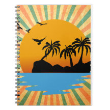 Ein Retro-Sonnenuntergang mit Baum