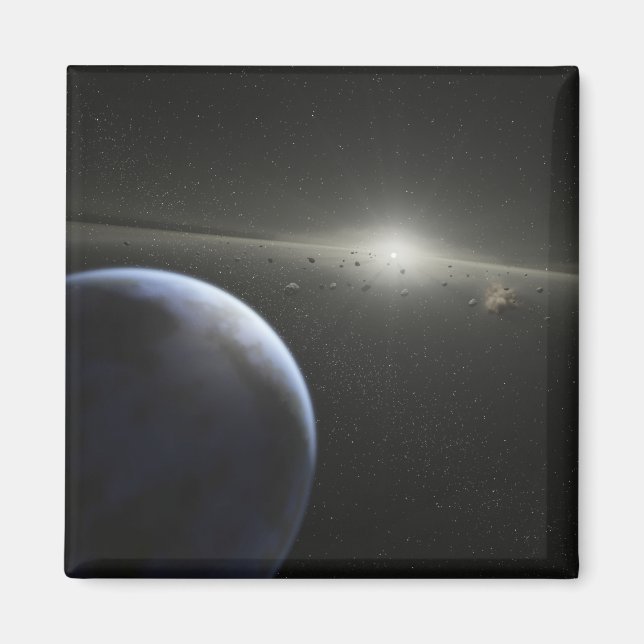 Ein riesiger Asteroidengürtel in Umlaufbahn um ein Magnet (Vorne)