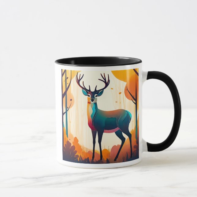 Ein riesiger Hirsch, im Wald erstarrt. Tasse (Rechts)