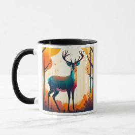 Ein riesiger Hirsch, im Wald erstarrt. Tasse
