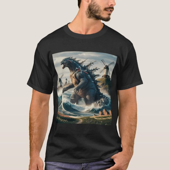 Ein riesiger holländischer Kaiju Titan, der aus de T-Shirt (Vorderseite)
