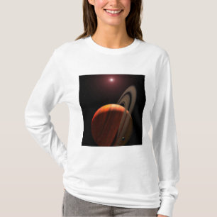 Ein riesiger Planet, der einen roten Zwerg umkreis T-Shirt