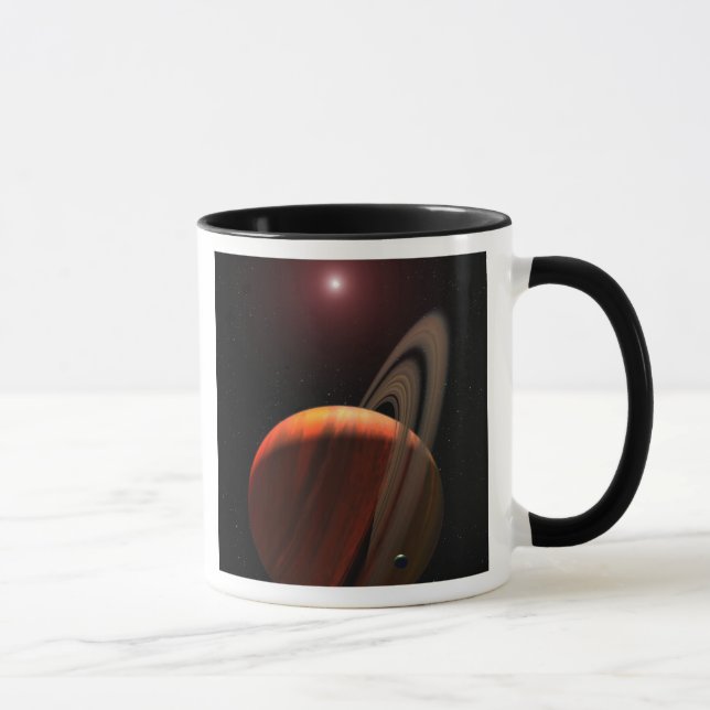 Ein riesiger Planet, der einen roten Zwerg umkreis Tasse (Rechts)