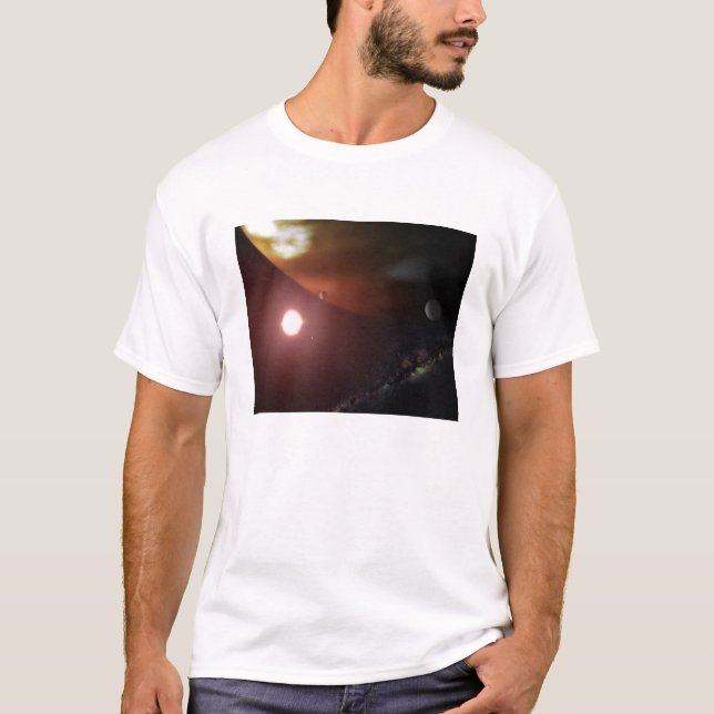 Ein riesiger Planet, der einen roten Zwergstar umk T-Shirt (Vorderseite)